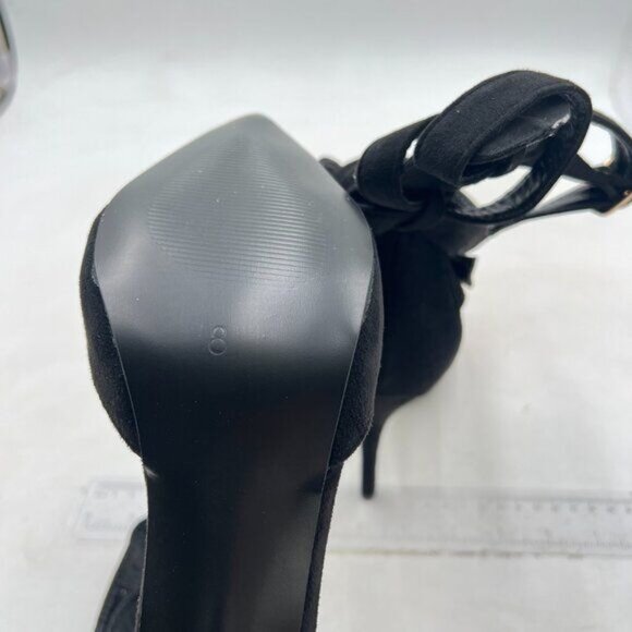 FSJ Women High Heel Ankle Straps Sandals Pointed Toe Pumps Dress Shoes Black - Picture 5 of 7